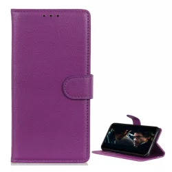   Tok álló, bőr hatású (FLIP, oldalra nyíló, asztali tartó funkció, prémium) LILA Huawei Y6 2019 (Y6 Prime 2019)
