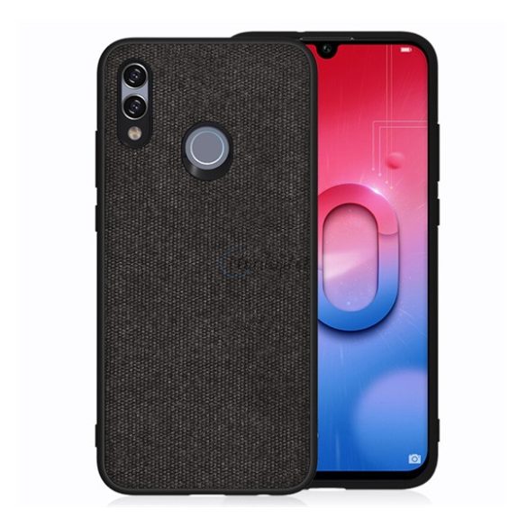 Szilikon telefonvédő (textil hátlap) FEKETE Huawei P Smart (2019), Honor 10 Lite