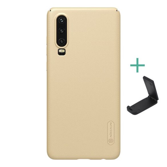 NILLKIN SUPER FROSTED műanyag telefonvédő (gumírozott, érdes felület + asztali tartó) ARANY Huawei P30