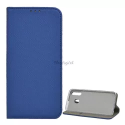   Tok álló, bőr hatású (FLIP, oldalra nyíló, asztali tartó funkció, rombusz minta) SÖTÉTKÉK Samsung Galaxy M30 (SM-M305F)