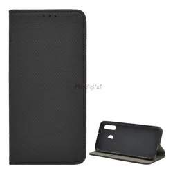   Tok álló, bőr hatású (FLIP, oldalra nyíló, asztali tartó funkció, rombusz minta) FEKETE Samsung Galaxy M30 (SM-M305F)
