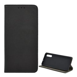   Tok álló, bőr hatású (FLIP, oldalra nyíló, asztali tartó funkció) FEKETE Samsung Galaxy A70 (SM-A705F)