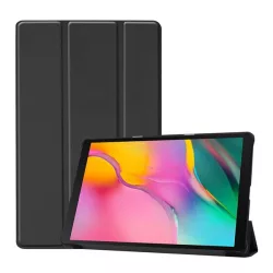  Tok álló, bőr hatású (aktív FLIP, oldalra nyíló, TRIFOLD, asztali tartó) FEKETE Samsung Galaxy Tab A 10.1 WIFI (2019) SM-T510, Samsung Galaxy Tab A 10.1 LTE (2019) SM-T515