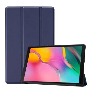 Tok álló, bőr hatású (aktív FLIP, oldalra nyíló, TRIFOLD, asztali tartó) SÖTÉTKÉK Samsung Galaxy Tab A 10.1 WIFI (2019) SM-T510, Samsung Galaxy Tab A 10.1 LTE (2019) SM-T515