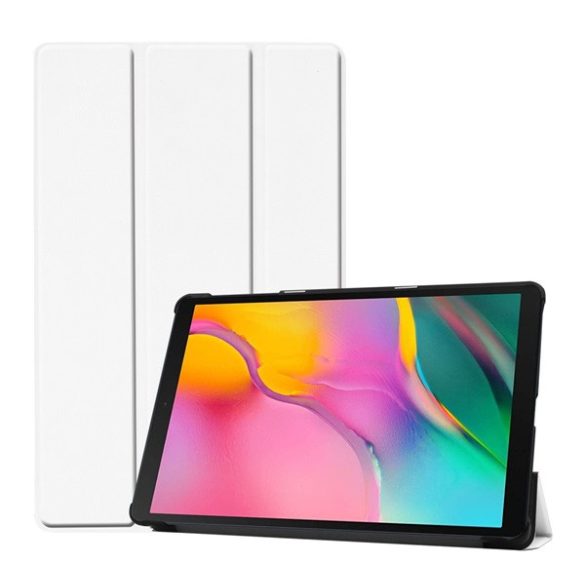 Tok álló, bőr hatású (aktív FLIP, oldalra nyíló, TRIFOLD, asztali tartó) FEHÉR Samsung Galaxy Tab A 10.1 WIFI (2019) SM-T510, Samsung Galaxy Tab A 10.1 LTE (2019) SM-T515