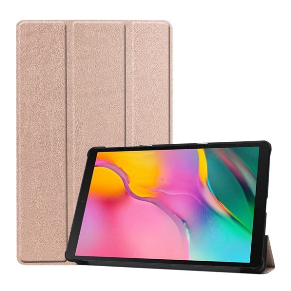 Tok álló, bőr hatású (aktív FLIP, oldalra nyíló, TRIFOLD, asztali tartó) ROZÉARANY Samsung Galaxy Tab A 10.1 WIFI (2019) SM-T510, Samsung Galaxy Tab A 10.1 LTE (2019) SM-T515