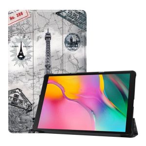 Tok álló, bőr hatású (FLIP, oldalra nyíló, TRIFOLD, asztali tartó, Eiffel torony, térkép) VILÁGOSSZÜRKE Samsung Galaxy Tab A 10.1 WIFI (2019) SM-T510, Samsung Galaxy Tab A 10.1 LTE (2019) SM-T515