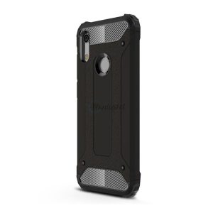 Defender műanyag telefonvédő (közepesen ütésálló, légpárnás sarok, szilikon belső, fémhatás) FEKETE Honor 8A (Play 8A), Huawei Y6s (2019)