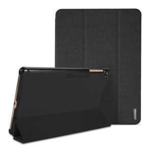 DUX DUCIS DOMO tok álló, bőr hatású (aktív FLIP, oldalra nyíló, TRIFOLD asztali tartó funkció, textil minta) FEKETE Samsung Galaxy Tab A 10.1 WIFI (2019) SM-T510, Samsung Galaxy Tab A 10.1 L