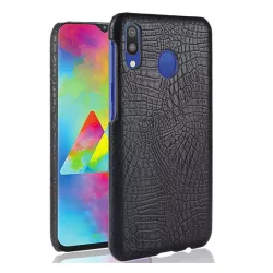   Műanyag telefonvédő (bőr hatású, krokodilbőr minta) FEKETE Samsung Galaxy A20e (SM-A202F)