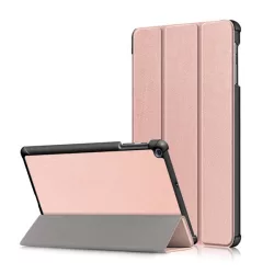   Tok álló, bőr hatású (FLIP, oldalra nyíló, TRIFOLD, asztali tartó) ROZÉARANY Samsung Galaxy Tab A 10.1 WIFI (2019) SM-T510, Samsung Galaxy Tab A 10.1 LTE (2019) SM-T515