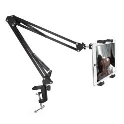   Asztali tartó (asztallapra rögzíthető, állvány, állítható, dönthető, 360°, alumínium, 4.4-7.7") FEKETE