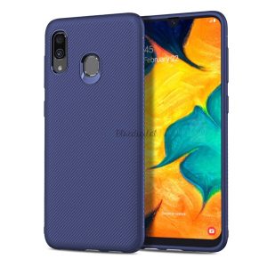 Szilikon telefonvédő (közepesen ütésálló, csíkos minta) SÖTÉTKÉK Samsung Galaxy A30 (SM-A305F), Samsung Galaxy A20 (SM-A205F)