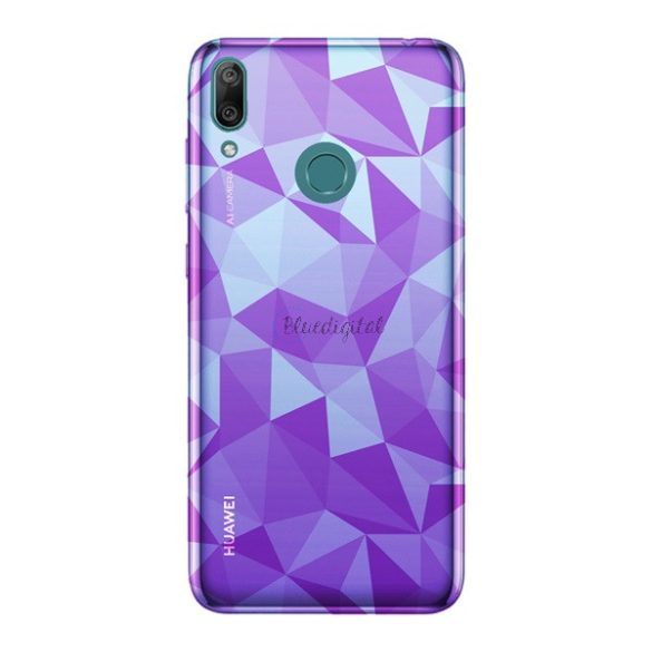 Szilikon telefonvédő (3D, gyémánt minta) RÓZSASZÍN Huawei Y7 2019 (Y7 Prime 2019)