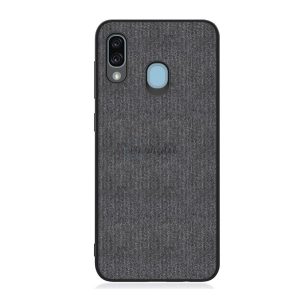 Szilikon telefonvédő (textil hátlap) FEKETE Samsung Galaxy A30 (SM-A305F), Samsung Galaxy A20 (SM-A205F)