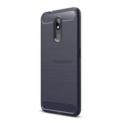   Szilikon telefonvédő (közepesen ütésálló, légpárnás sarok, szálcsiszolt, karbon minta) SÖTÉTKÉK Nokia 3.2