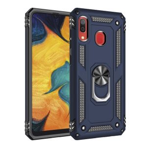 Defender műanyag telefonvédő (közepesen ütésálló, szilikon belső, telefontartó gyűrű, beépített fémlemez) SÖTÉTKÉK Samsung Galaxy A30 (SM-A305F), Samsung Galaxy A20 (SM-A205F)