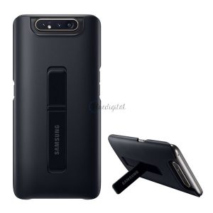 SAMSUNG műanyag telefonvédő (dupla rétegű, gumírozott, asztali tartó funkció) FEKETE Samsung Galaxy A80 (SM-A805F)