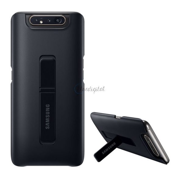 SAMSUNG műanyag telefonvédő (dupla rétegű, gumírozott, asztali tartó funkció) FEKETE Samsung Galaxy A80 (SM-A805F)