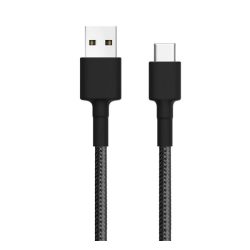   XIAOMI adatkábel (USB - Type-C, gyorstöltő, 100cm, cipőfűző) FEKETE 