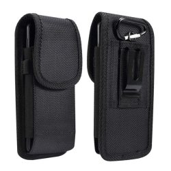   Tok álló, textil (univerzális, derékra rögzíthető övtáska, tépőzáras, bankkártya tartó, vízálló, 4.7-5" méret) FEKETE
