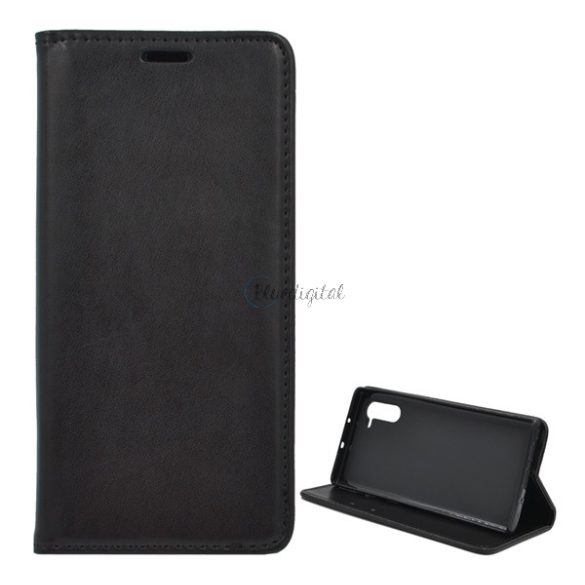 Tok álló, bőr hatású (FLIP, oldalra nyíló, asztali tartó funkció) FEKETE Samsung Galaxy Note 10 (SM-N970F)