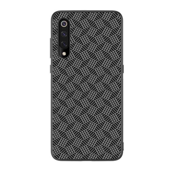 NILLKIN SYNTHETIC FIBER PLAID műanyag telefonvédő (gumírozott, környezetbarát, 3D, csíkos minta) FEKETE Xiaomi Mi 9