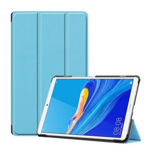 Tok álló, bőr hatású (aktív FLIP, oldalra nyíló, TRIFOLD, asztali tartó) VILÁGOSKÉK Huawei MediaPad M6 8.4 LTE, Huawei MediaPad M6 8.4 WIFI