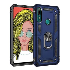 Defender műanyag telefonvédő (közepesen ütésálló, szilikon belső, telefontartó gyűrű, beépített fémlemez) SÖTÉTKÉK Huawei P Smart Z (Y9 Prime 2019)