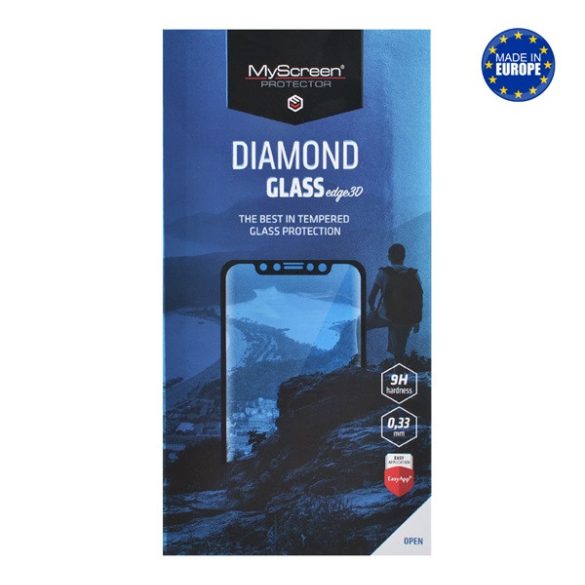 MYSCREEN DIAMOND GLASS EDGE képernyővédő üveg (3D full cover, íves, karcálló, tok barát, 0.33 mm, 9H) FEKETE Huawei P30 Pro