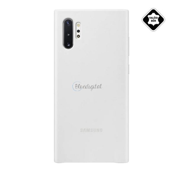 SAMSUNG műanyag telefonvédő (valódi bőr hátlap) FEHÉR Samsung Galaxy Note 10 Plus (SM-N975F), Samsung Galaxy Note 10 Plus 5G (SM-N976F)