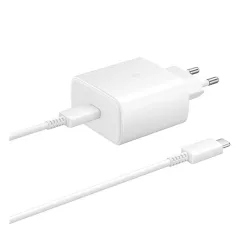   SAMSUNG hálózati töltő Type-C aljzat (45W, PD gyorstöltő + 100cm Type-C kábel) FEHÉR
