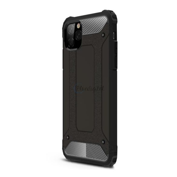 Defender műanyag telefonvédő (közepesen ütésálló, légpárnás sarok, szilikon belső, fémhatás) FEKETE Apple iPhone 11 Pro Max