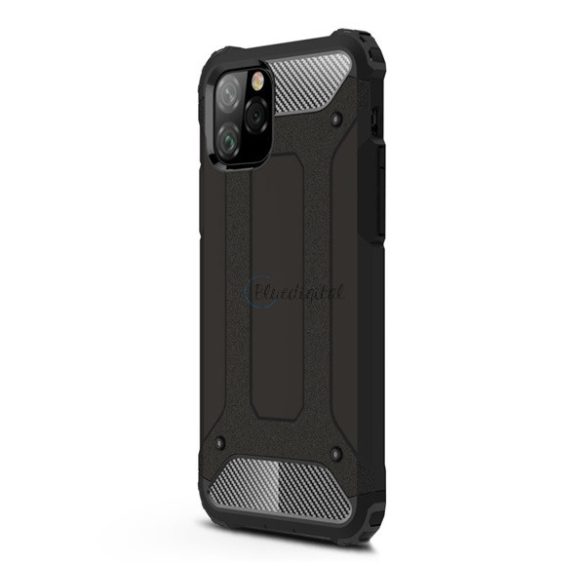 Defender műanyag telefonvédő (közepesen ütésálló, légpárnás sarok, szilikon belső, fémhatás) FEKETE Apple iPhone 11 Pro