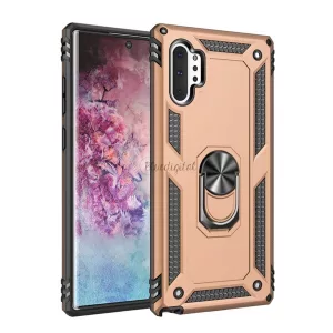 Defender műanyag telefonvédő (közepesen ütésálló, szilikon belső, telefontartó gyűrű, beépített fémlemez) ARANY Samsung Galaxy Note 10 Plus (SM-N975F), Samsung Galaxy Note 10 Plus 5G (S