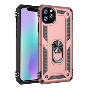 Defender műanyag telefonvédő (közepesen ütésálló, szilikon belső, telefontartó gyűrű, beépített fémlemez) ROZÉARANY Apple iPhone 11 Pro Max