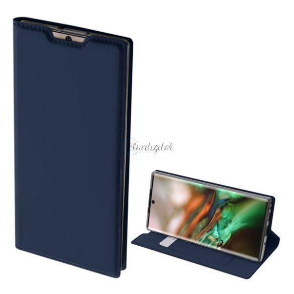 DUX DUCIS SKIN PRO tok álló, bőr hatású (FLIP, oldalra nyíló, bankkártya tartó, asztali tartó funkció) SÖTÉTKÉK Samsung Galaxy Note 10 (SM-N970F)