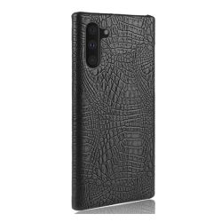   Műanyag telefonvédő (bőr hatású, krokodilbőr minta) FEKETE Samsung Galaxy Note 10 (SM-N970F)