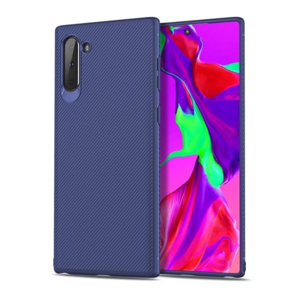 Szilikon telefonvédő (közepesen ütésálló, csíkos minta) SÖTÉTKÉK Samsung Galaxy Note 10 (SM-N970F)