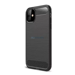   Szilikon telefonvédő (ütésállóság, légpárnás sarok, szálcsiszolt, karbon minta) FEKETE Apple iPhone 11