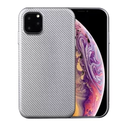   Szilikon telefonvédő (karbon minta) EZÜST Apple iPhone 11 Pro