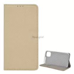   Tok álló, bőr hatású (FLIP, oldalra nyíló, asztali tartó funkció, rombusz minta) ARANY Apple iPhone 11 Pro Max