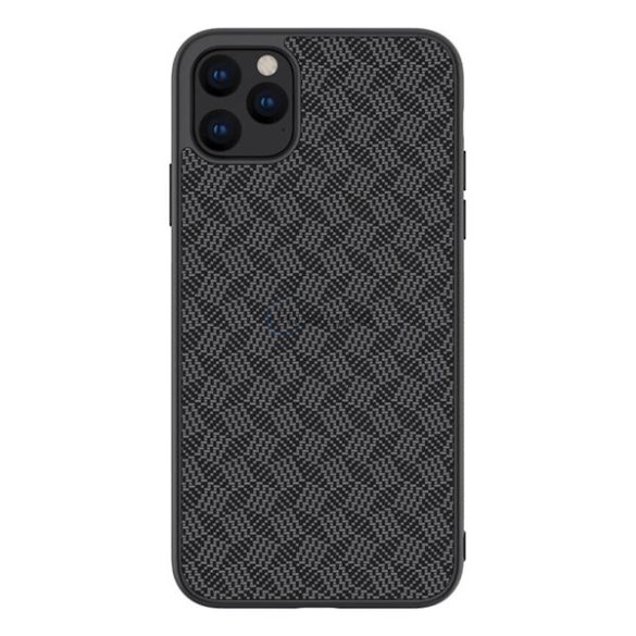 NILLKIN SYNTHETIC FIBER PLAID műanyag telefonvédő (gumírozott, környezetbarát, 3D, csíkos minta) FEKETE Apple iPhone 11 Pro Max