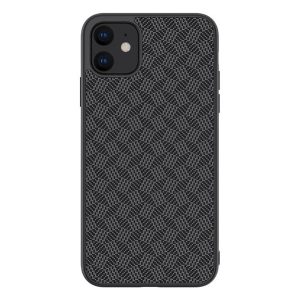 NILLKIN SYNTHETIC FIBER PLAID műanyag telefonvédő (gumírozott, környezetbarát, 3D, csíkos minta) FEKETE Apple iPhone 11