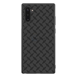 NILLKIN SYNTHETIC FIBER PLAID műanyag telefonvédő (gumírozott, környezetbarát, 3D, csíkos minta) FEKETE Samsung Galaxy Note 10 (SM-N970F)