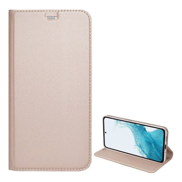 Tok álló, bőr hatású (FLIP, oldalra nyíló, asztali tartó funkció) ROZÉARANY 2 Samsung Galaxy Note 10 (SM-N970F)
