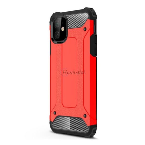 Defender műanyag telefonvédő (közepesen ütésálló, légpárnás sarok, szilikon belső, fémhatás) PIROS Apple iPhone 11