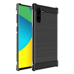  IMAK VEGA szilikon telefonvédő (közepesen ütésálló, légpárnás sarok, szálcsiszolt, karbon minta) FEKETE Samsung Galaxy Note 10 (SM-N970F)