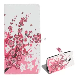   Tok álló, bőr hatású (FLIP, oldalra nyíló, asztali tartó funkció, virág minta) FEHÉR Huawei Mate 30 Lite (Nova 5i Pro)