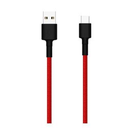   XIAOMI Mi Braided adatkábel (USB - Type-C, gyorstöltő, 100cm, cipőfűző) PIROS 